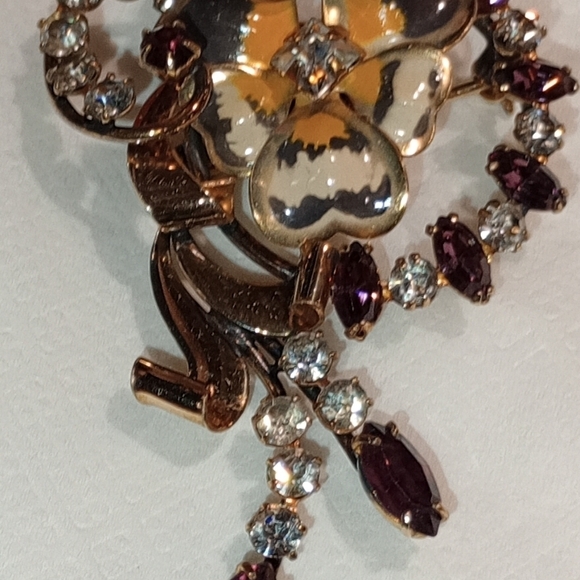 12k Gold Carl Art Enamel Brooch - Picture 15 of 16